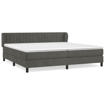 Vidaxl Box spring postelja z vzmetnico temno siva 200x200 cm žamet