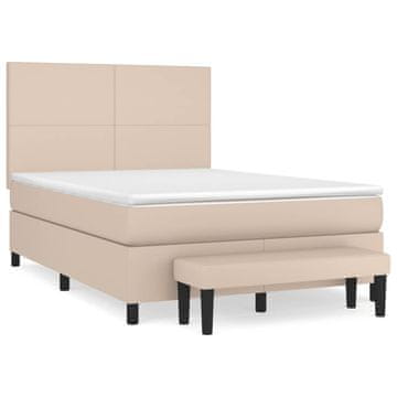 Vidaxl Box spring postelja z vzmetnico kapučino 140x200cm umetno usnje