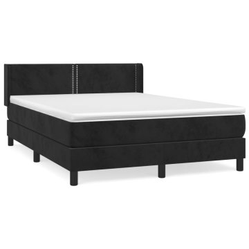 Vidaxl Box spring postelja z vzmetnico črna 140x200 cm žamet