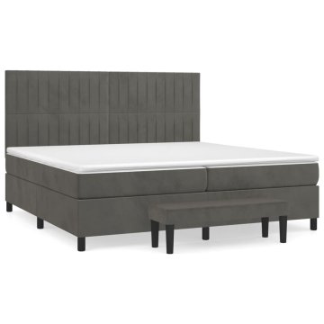 Vidaxl Box spring postelja z vzmetnico temno siva 200x200 cm žamet