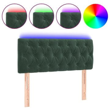 Vidaxl LED posteljno vzglavje temno zeleno 100x7x78/88 cm žamet