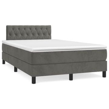 Vidaxl Box spring postelja z vzmetnico temno siva 120x200 cm žamet