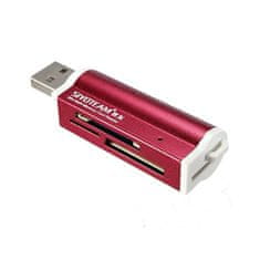 Northix Vse-v-enem bralnik pomnilniških kartic USB - Rdeča 