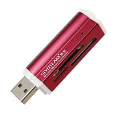 Northix Vse-v-enem bralnik pomnilniških kartic USB - Rdeča 
