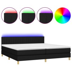 Vidaxl Box spring postelja z vzmetnico LED črna 200x200 cm blago