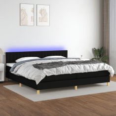 Vidaxl Box spring postelja z vzmetnico LED črna 200x200 cm blago