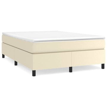 Vidaxl Box spring postelja z vzmetnico krem 140x190 cm umetno usnje