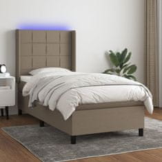 Vidaxl Box spring postelja z vzmetnico LED taupe 80x200 cm blago