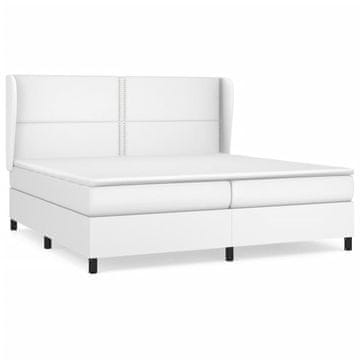 Vidaxl Box spring postelja z vzmetnico bela 200x200 cm umetno usnje
