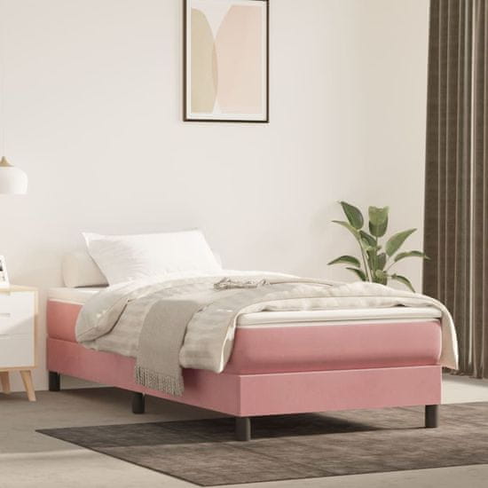 Greatstore Box spring posteljni okvir roza 90x190 cm žamet