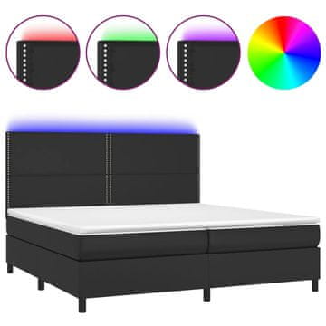 Vidaxl Box spring postelja z vzmetnico LED črna 200x200cm umetno usnje