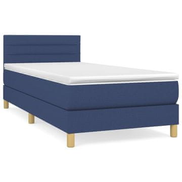 Vidaxl Box spring postelja z vzmetnico moder 90x190 cm blago