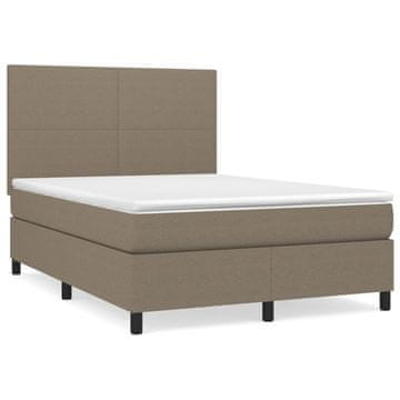 Vidaxl Box spring postelja z vzmetnico taupe 140x190 cm blago