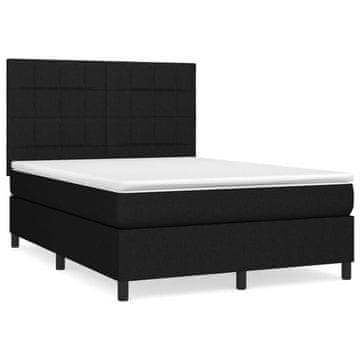 Vidaxl Box spring posteljni z vzmetnico črn 140x190 cm blago