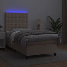 Vidaxl Box spring postelja z vzmetnico LED kapučino 90x190 cm