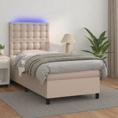 Vidaxl Box spring postelja z vzmetnico LED kapučino 90x190 cm