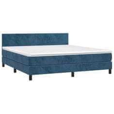 Vidaxl Box spring postelja z vzmetnico LED temno modra 160x200cm žamet