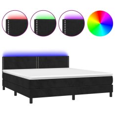 Vidaxl Box spring postelja z vzmetnico LED črna 160x200 cm žamet