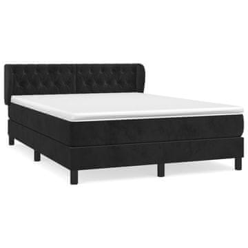 Vidaxl Box spring postelja z vzmetnico črna 140x200 cm žamet