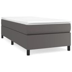 Vidaxl Box spring postelja z vzmetnico siva 80x200 cm umetno usnje