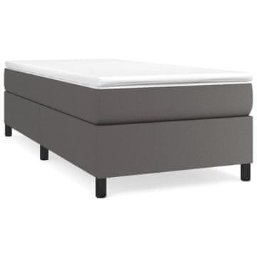 Vidaxl Box spring postelja z vzmetnico siva 80x200 cm umetno usnje