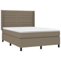 Vidaxl Box spring postelja z vzmetnico LED taupe 140x200 cm blago