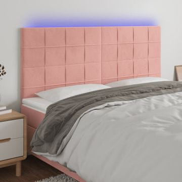 Vidaxl vidaXL Vzglavje postelje z LED svetlo roza 200x5x118/128 cm žamet