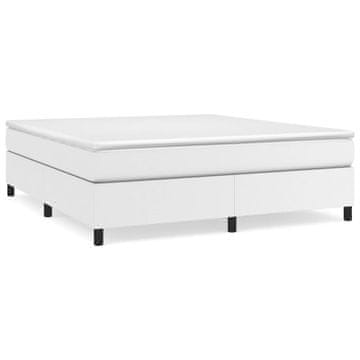 Vidaxl Box spring postelja z vzmetnico bela 180x200 cm umetno usnje