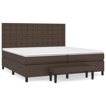 Vidaxl Box spring postelja z vzmetnico rjava 200x200 cm umetno usnje