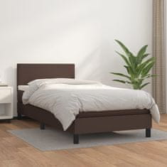 Vidaxl Box spring postelja z vzmetnico rjava 90x200 cm umetno usnje