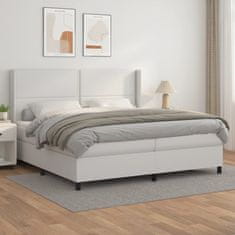 Vidaxl Box spring postelja z vzmetnico bela 200x200 cm umetno usnje