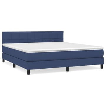 Vidaxl Box spring postelja z vzmetnico modra 180x200 cm blago