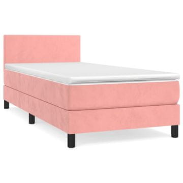 Vidaxl Box spring postelja z vzmetnico roza 90x200 cm žamet