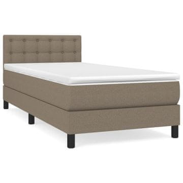 Vidaxl Box spring postelja z vzmetnico taupe 90x200 cm blago
