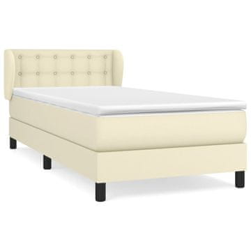 Vidaxl Box spring postelja z vzmetnico krem 90x190 cm umetno usnje
