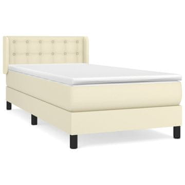 Vidaxl Box spring postelja z vzmetnico krem 100x200 cm umetno usnje