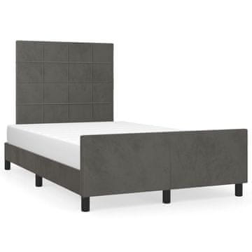 Vidaxl Posteljni okvir brez vzmetnice temno siv 120x200 cm žamet