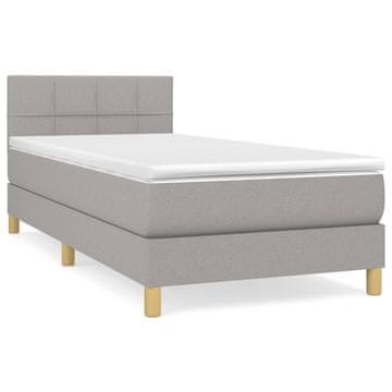 Vidaxl Box spring postelja z vzmetnico svetlo siva 90x190 cm blago