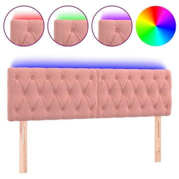 Vidaxl LED posteljno vzglavje roza 144x7x78/88 cm žamet