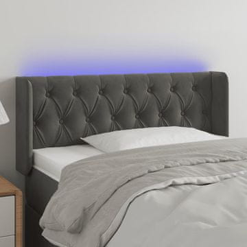 Vidaxl vidaXL Vzglavje postelje z LED diodo temno sivo 103x16x78/88 cm žamet