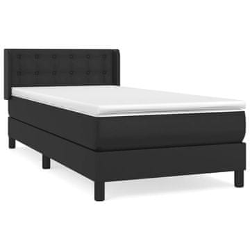 Vidaxl Box spring postelja z vzmetnico črna 90x190 cm umetno usnje