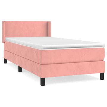 Vidaxl Box spring postelja z vzmetnico roza 90x200 cm žamet