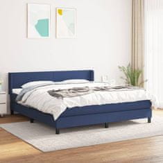 Vidaxl Box spring postelja z vzmetnico modra 160x200 cm blago