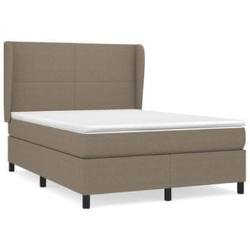 Vidaxl Box spring postelja z vzmetnico taupe 140x200 cm blago