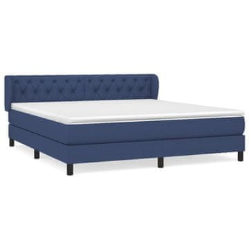 Vidaxl Box spring postelja z vzmetnico modra 160x200 cm blago