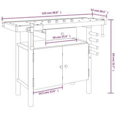 Vidaxl Delovna miza s predalom in primeži 124x52x83 cm trdna akacija
