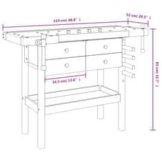 Vidaxl Delovna miza s predali in primeži 124x52x83 cm trdna akacija