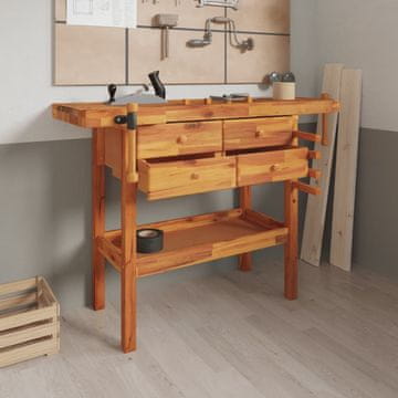 Vidaxl vidaXL Delovna miza s predali in primeži 124x52x83 cm akacija