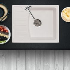 WEREO Belo enojno kuhinjsko korito TERCA PICCOLO z odcejalnikom in sifonom, za omarico od 50 cm
