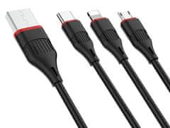 Borofone 3v1 BX17 USB kabel, Lightning / Micro-USB / USB-C